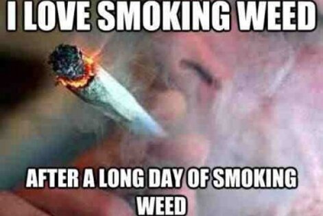 I love smoking weed after a long day of smoking weed